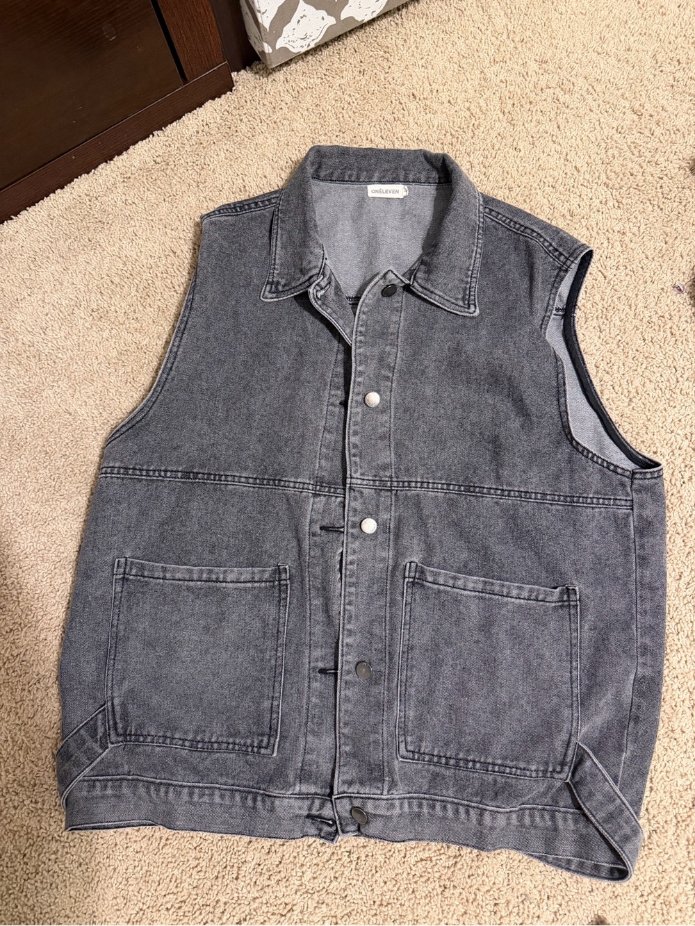 Washed Gray Denim Vest - Women's Sleeveless Jacket